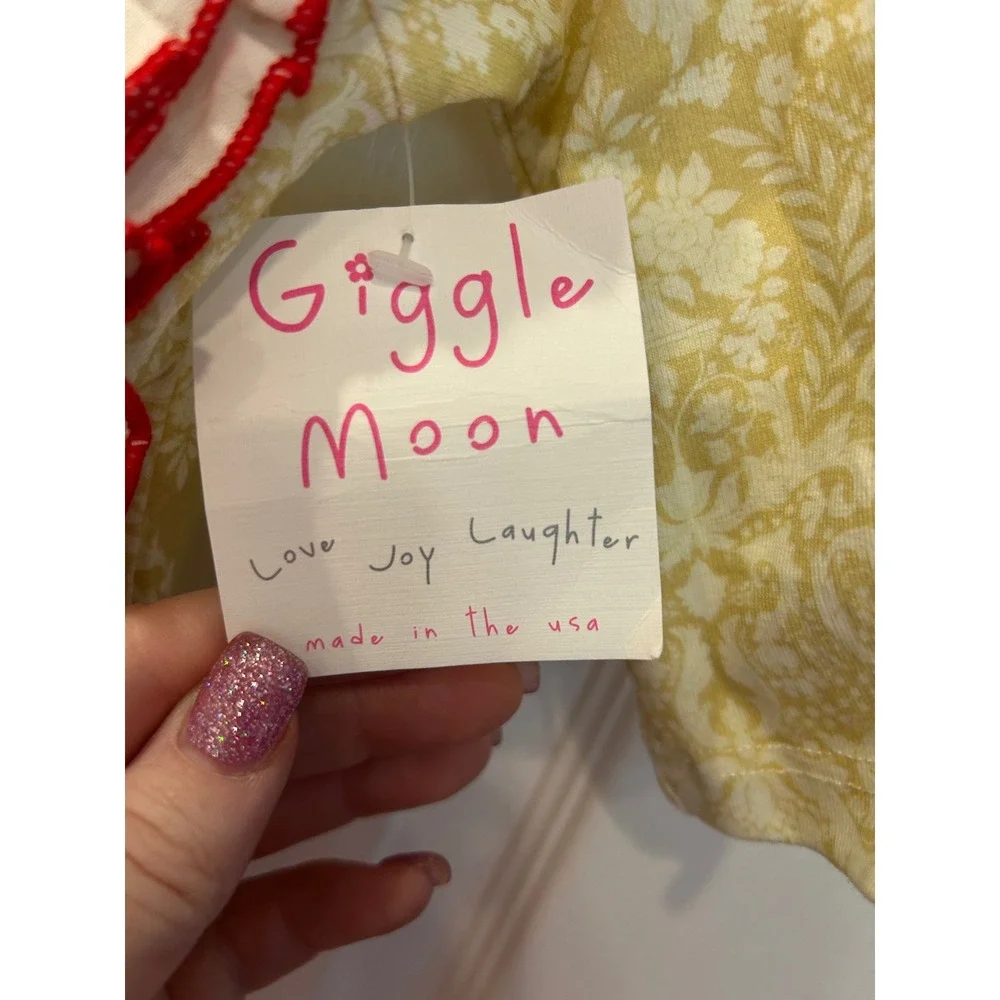 Giggle Moon Baby Girls Botanical Bird‎ Print Ruffle Romper Red 6M NWT k7007